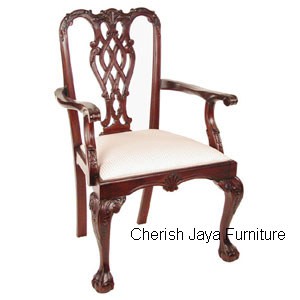 Code: CS 223-M Name: Chippendale Chair Carver Size: W=66 x D=46 x H=104 cm Wood: Solid Mahogany. With beautiful upholstery or on request any other type/color of upholstery.